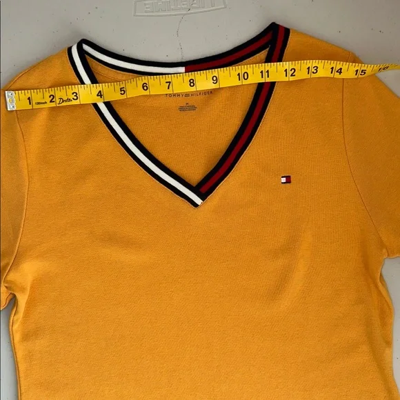 TOMMY HILFIGER Mustard V-Neck Dress. - Picture 7 of 13